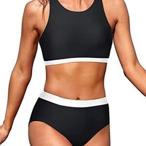 Black and White Sporty Bikini Set, New with Tags, Hygienic Liner, Size XL